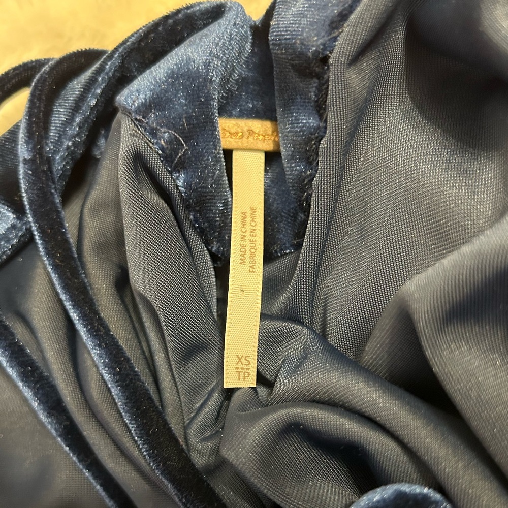 Free People Misha Mini Dress, Midnight Navy Velvet - Picture 8 of 9